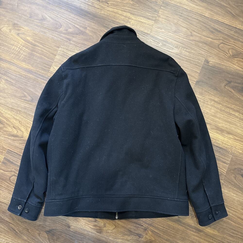 VTG Y2K Gap Wool Bomber Jacket Men XL Black Quilt Lined Full Zip Outdoor - Picture 2 of 9